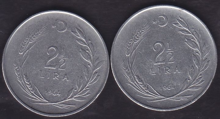 1964 Yılı 2.5 Lira (Ters Düz Takım)
