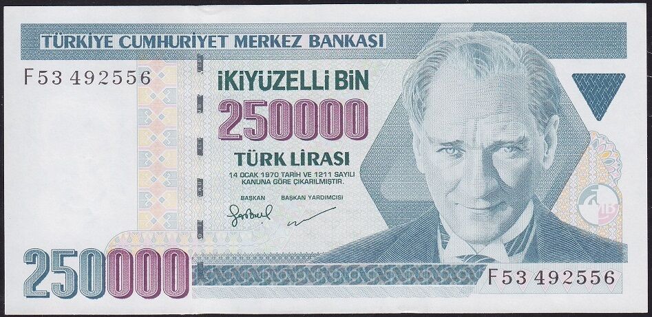 7.Emisyon 3.Tertip 250000 Lira F53 492556 Çilaltı Çil