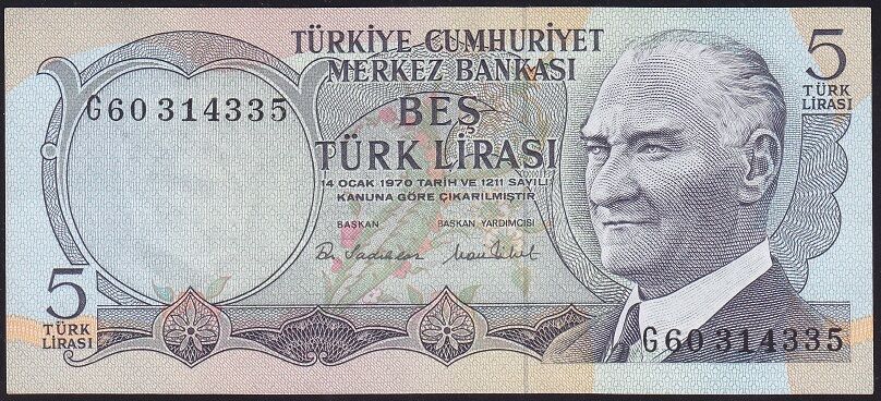 6.Emisyon 2.Tertip 5 Lira G60 314335 Çilaltı Çil
