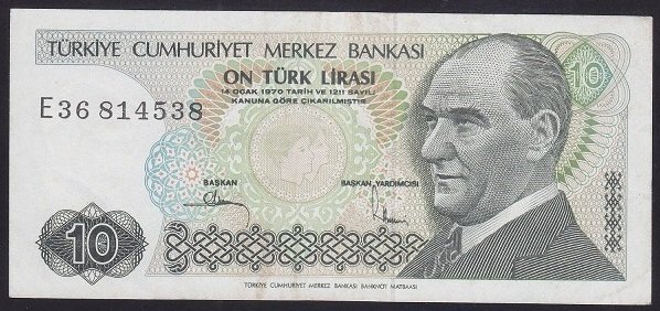 7.EMİSYON 2.TERTİP 10 LİRA E36 814538 ÇÇT