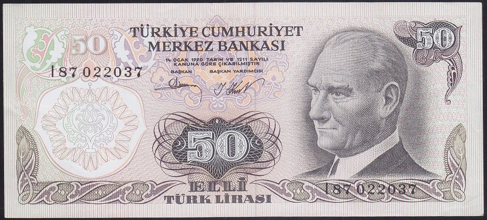 6.EMİSYON 2.TERTİP 50 LİRA I87 022037 ÇÇT ÇİLALTI