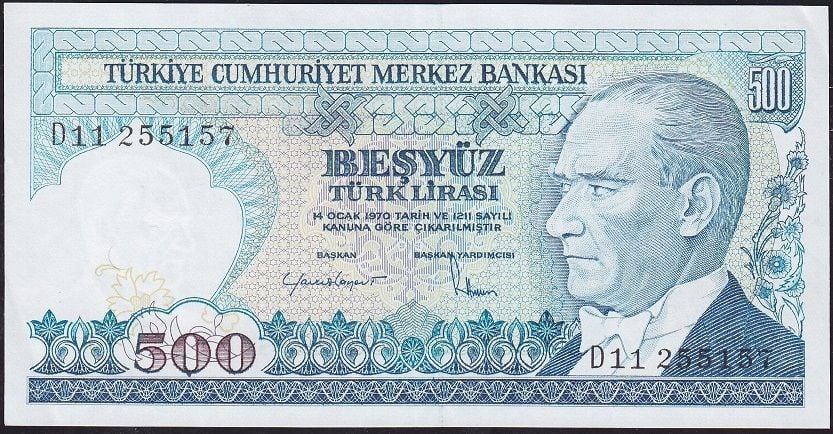 7.Emisyon 2.Tertip 500 Lira D11 255157 Çilaltı