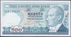 7.Emisyon 2.Tertip 500 Lira D11 255157 Çilaltı