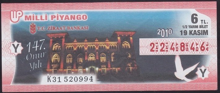 2010 19 KASIM YARIM BİLET Y SERİSİ
