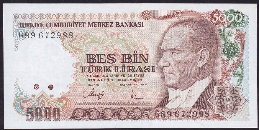 7.Emisyon 4.Tertip 5000 Lira G89 672988 Çilaltı Çil