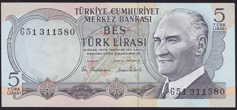 6.Emisyon 2.Tertip 5 Lira G51 311580 Çilaltı