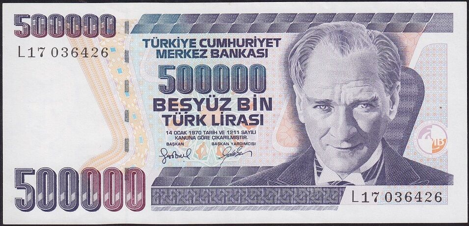 7.Emisyon 4.Tertip 500000 Lira L17 036426 Çok Çok Temiz+