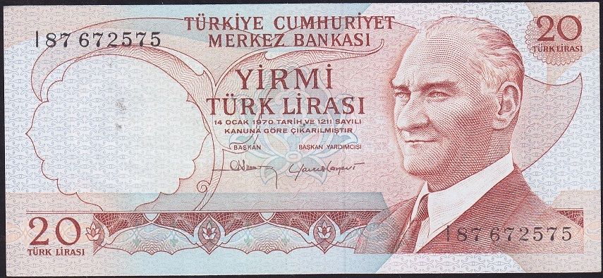 6.Emisyon 4.Tertip 20 Lira I87 672575 Çil
