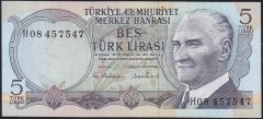 6.Emisyon 2.Tertip 5 Lira H08 457547 Çilaltı Çil