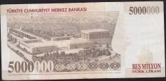 7.Emisyon 5 000 000 Lira H01 588735 Çok Temiz+