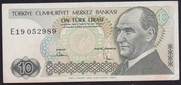 7.EMİSYON 2.TERTİP 10 LİRA E19 052989 ÇÇT +