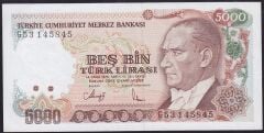 7.Emisyon 4.Tertip 5000 Lira G53 145845 Çok Temiz+