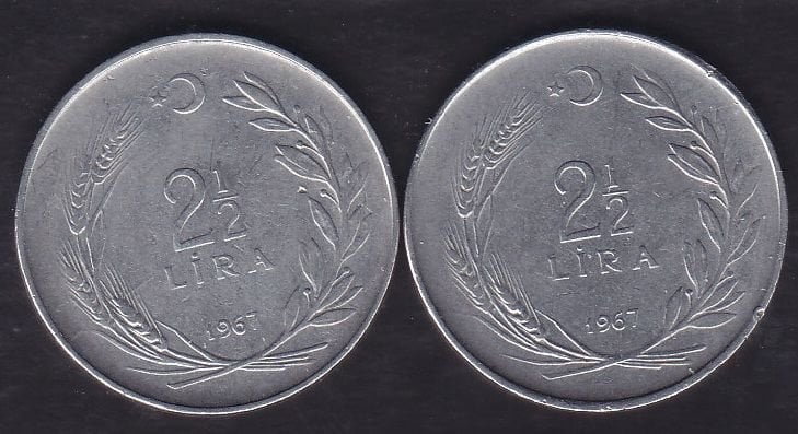 1967 Yılı 2.5 Lira (Ters Düz Takım)