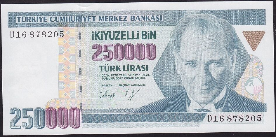 7.Emisyon 1.Tertip 250000 Lira D16 87820X Çil