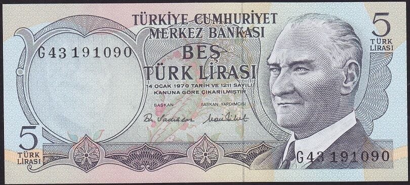 6.Emisyon 2.Tertip 5 Lira G43 1910XX Çil