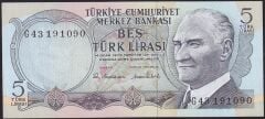 6.Emisyon 2.Tertip 5 Lira G43 1910XX Çil