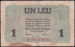 Romanya 1 Leu 1917 Çok Temiz Pick 3 - Alman İşgali