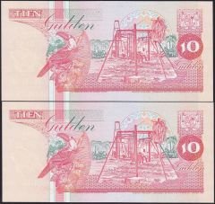 Suriname 10 Gulden 2 Adet Seri Takipli Çil 399 - 400