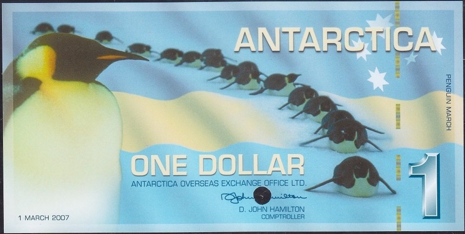 Antartika 1 Dolar 2007 Çil Fantazi Para Specimen