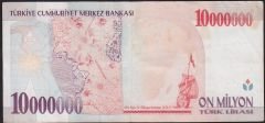 7.Emisyon 10 000 000 Lira B74 653010 Çok Temiz+