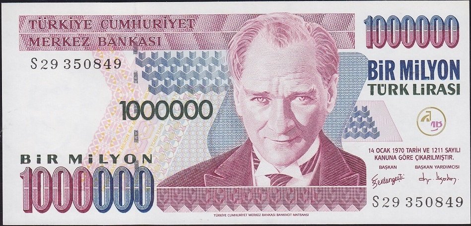 7.Emisyon 3.Tertip 1 000 000 Lira S29 350849 Çil