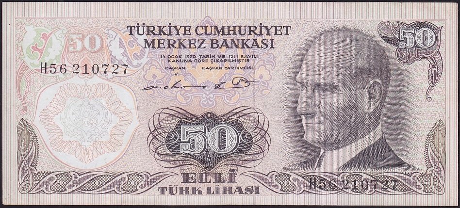 6.Emisyon 1.Tertip 50 Lira H56 210727 Çok Temiz+
