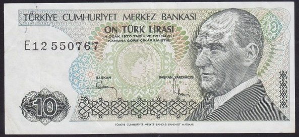 7.EMİSYON 2.TERTİP 10 LİRA E12 550767 ÇÇT +