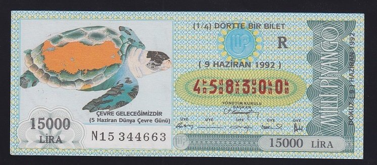 1992 9 HAZİRAN ÇEYREK BİLET ÇEVRE GÜNÜ CARETTA
