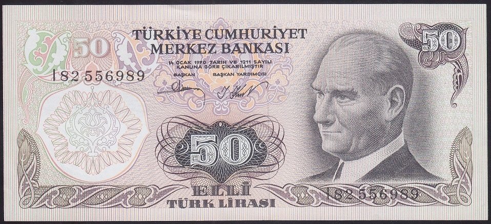 6.EMİSYON 2.TERTİP 50 LİRA I82 556989 ÇÇT+