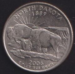 Amerika Çeyrek Dolar 2006 D Hatıra North Dakota