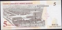 8.Emisyon 5 YTL B43 218999 Çil