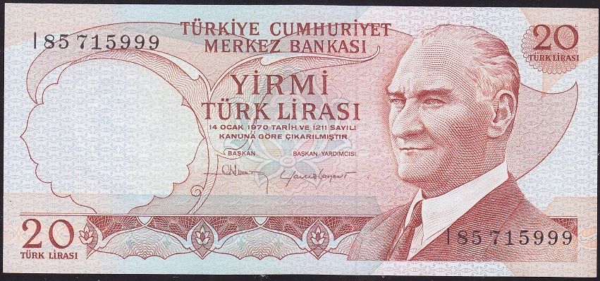 6.Emisyon 4.Tertip 20 Lira I85 715999 Çilaltı