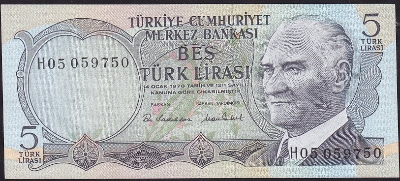 6.Emisyon 2.Tertip 5 Lira H05 059750 Çilaltı Çil