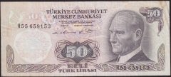 6.Emisyon 1.Tertip 50 Lira H55 658153 Çok Temiz