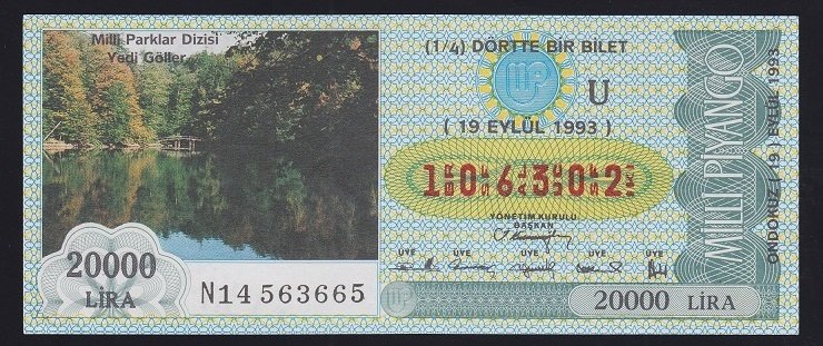 1993 19 EYLÜL ÇEYREK BİLET YEDİ GÖLLER