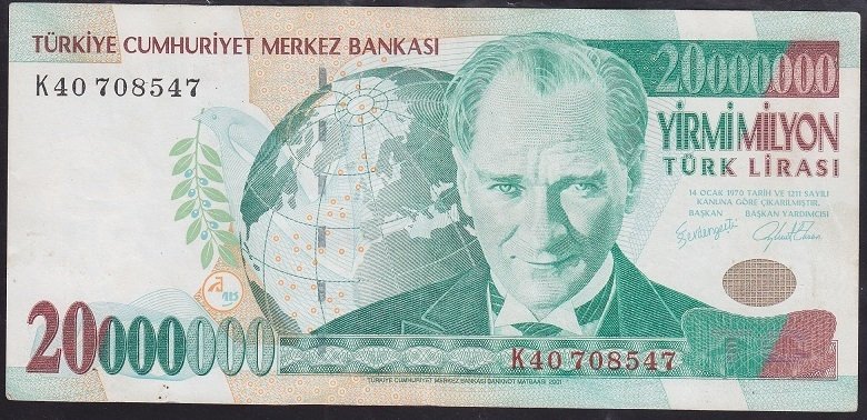 7.EMİSYON 20 000 000 LİRA K40 708547 ÇÇT +