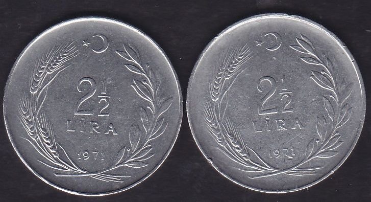 1971 Yılı 2.5 Lira (Ters Düz Takım)