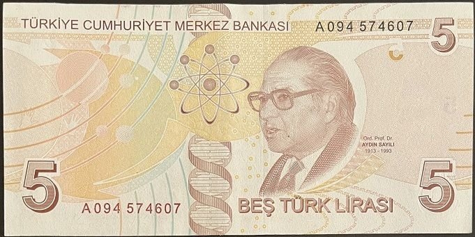 9.Emisyon 1.Tertip 5 Lira A094 574607 Ççt Çilaltı