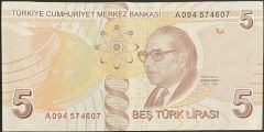 9.Emisyon 1.Tertip 5 Lira A094 574607 Ççt Çilaltı