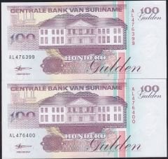 Suriname 100 Gulden 2 Adet Seri Takipli Çil 399 - 400