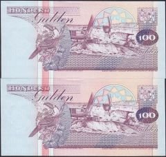 Suriname 100 Gulden 2 Adet Seri Takipli Çil 399 - 400