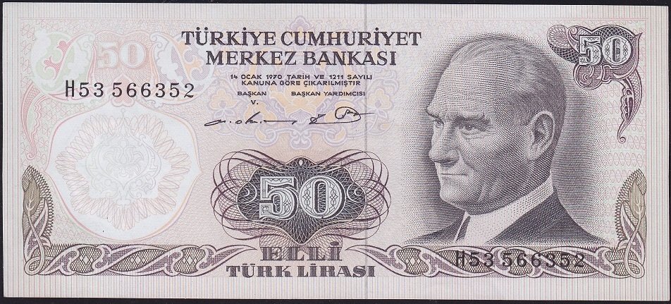 6.Emisyon 1.Tertip 50 Lira H53 566352 Çilaltı Çil