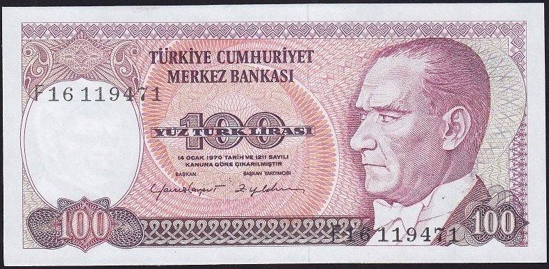 7.Emisyon 2.Tertip 100 Lira F16 119471 Çilaltı Çil