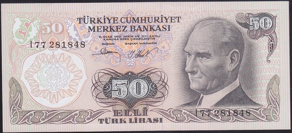 6.EMİSYON 2.TERTİP 50 LİRA I77 281848 ÇİL