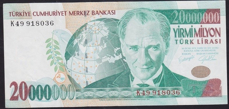 7.EMİSYON 20 000 000 LİRA K49 918036 ÇÇT +