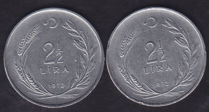 1972 Yılı 2.5 Lira (Ters Düz Takım)