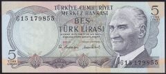 6.Emisyon 2.Tertip 5 Lira G15 179855 Çilaltı