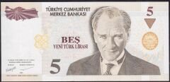 8.Emisyon 5 YTL B56 647666 Çil