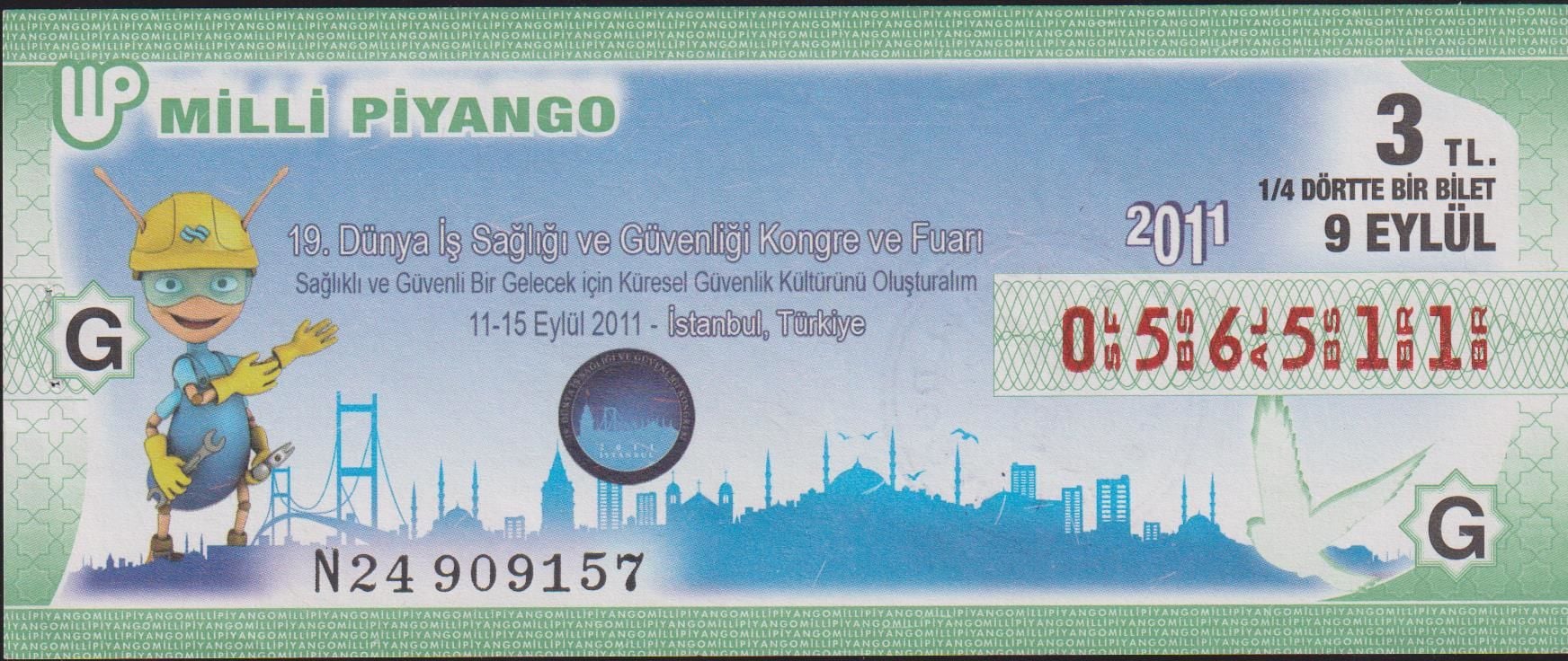 2011 9 Eylül Çeyrek Bilet G Serisi