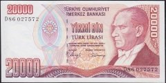 7.Emisyon 1.Tertip 20000 Lira D86 027572 Çilaltı Çil